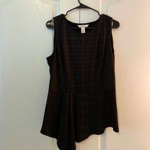 WH/BM Black Plaid Peplum Blouse